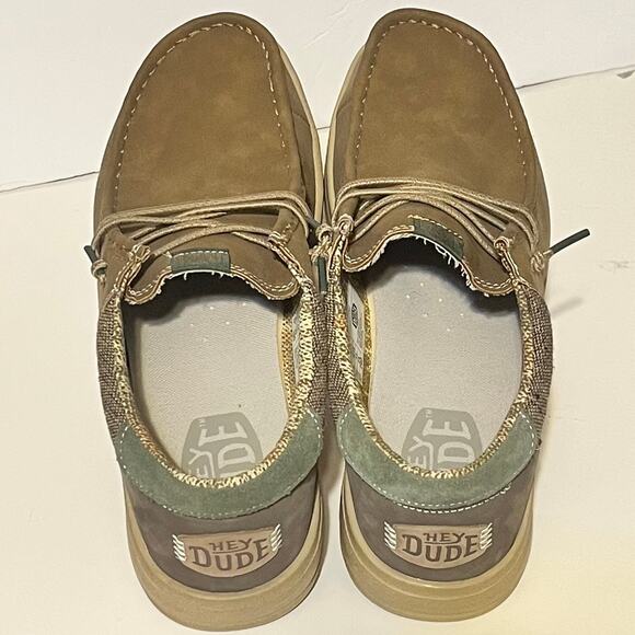 NWOT Hey Dude Paul Nut/Tan Casual Moccasin Sneakers Men Sz 11 Aztec Leather - Picture 4 of 7